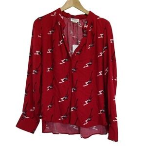 Zadig & Voltaire Womens Tink Guitare Blouse Shirt Top Size M NWT Red Designer